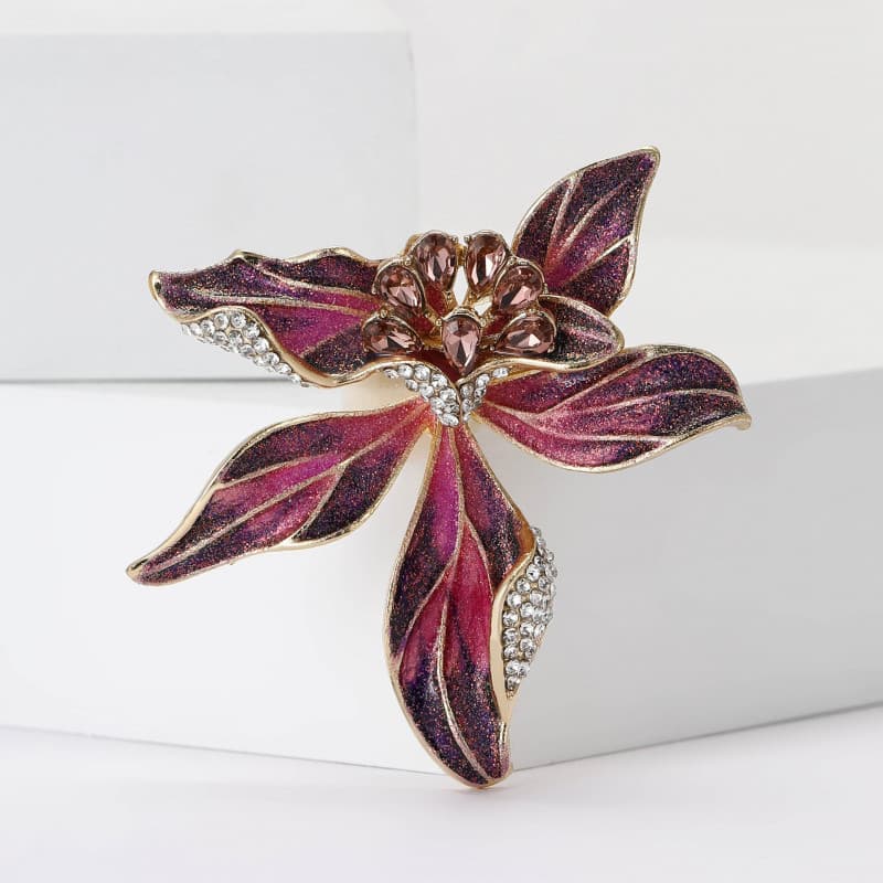 Broche Iris Roxo Azul Vermelho Verde Esmalte Flor Alfinete De Lapela Para Mulheres Presente Elegante