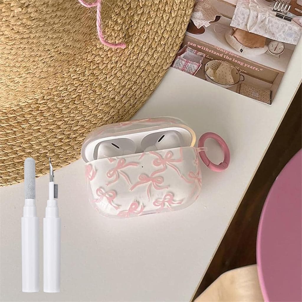 Compatible for AirPods 3 Case Soft Cute Bow Pattern Fashion Design Bowknot Aesthetic Shockproof Keychain Cover Headphone