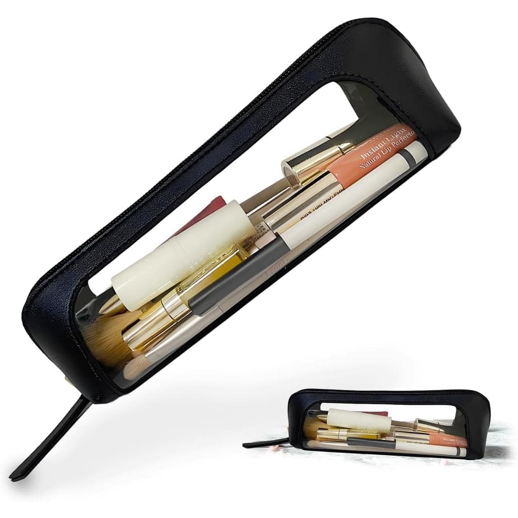Bolsa Transparente para Pincéis de Maquiagem, Estojo de Couro para Pincéis de Maquiagem de Viagem, Estojo Portátil para