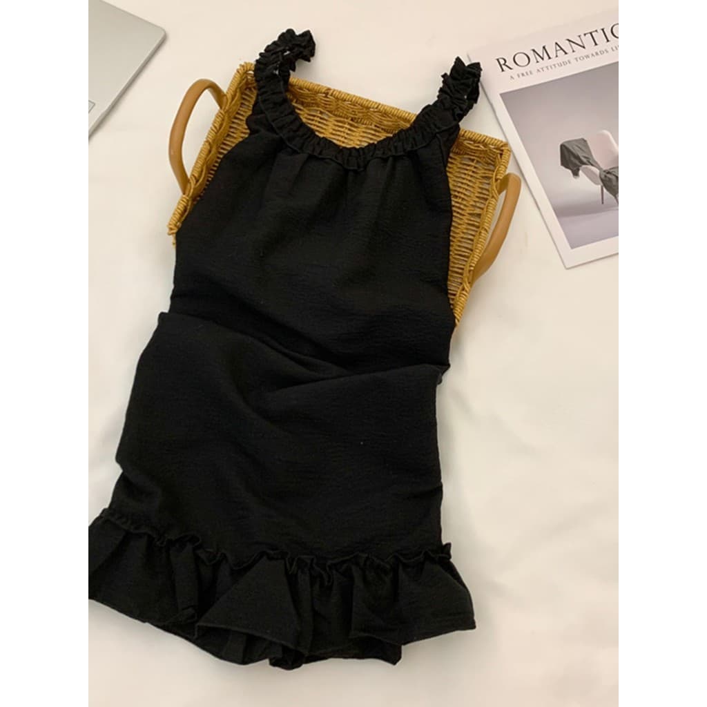 Sling Nightdress feminino verão nuvem algodão 2024 novo estilo Casual renda em torno do pescoço princesa meados de compr