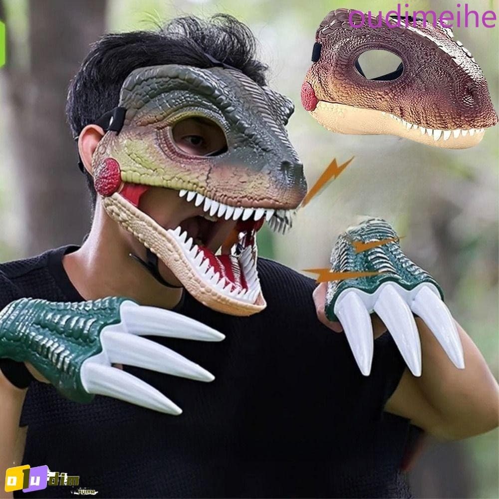 Chapéu De Máscara De Dinossauro OUDIMEIHE , 3D Realista De Boca Móvel , Capa Facial De Cabeça Sonora