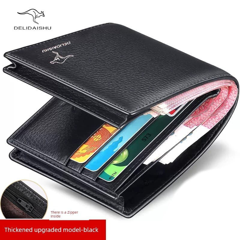 carteira masculina carteira masculina com ziper O zíper interno Deli Kangaroo pode conter carteira de carteira de motori