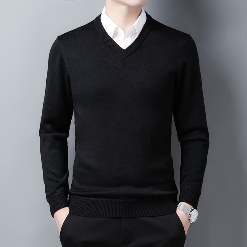 Camisola masculina novo estilo inverno camisola frango coração pescoço engrossado quente com decote em v cor sólida tern