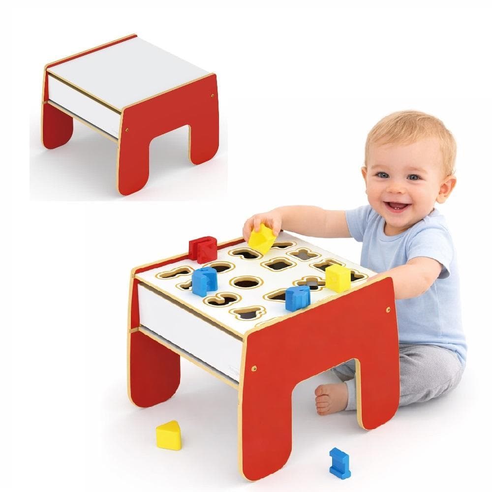 MESINHA ATIVIDADES INFANTIL 2 EM 1 EM MADEIRA MESA DIDATICA KIT 16 PECAS LETRAS FORMAS NUMEROS