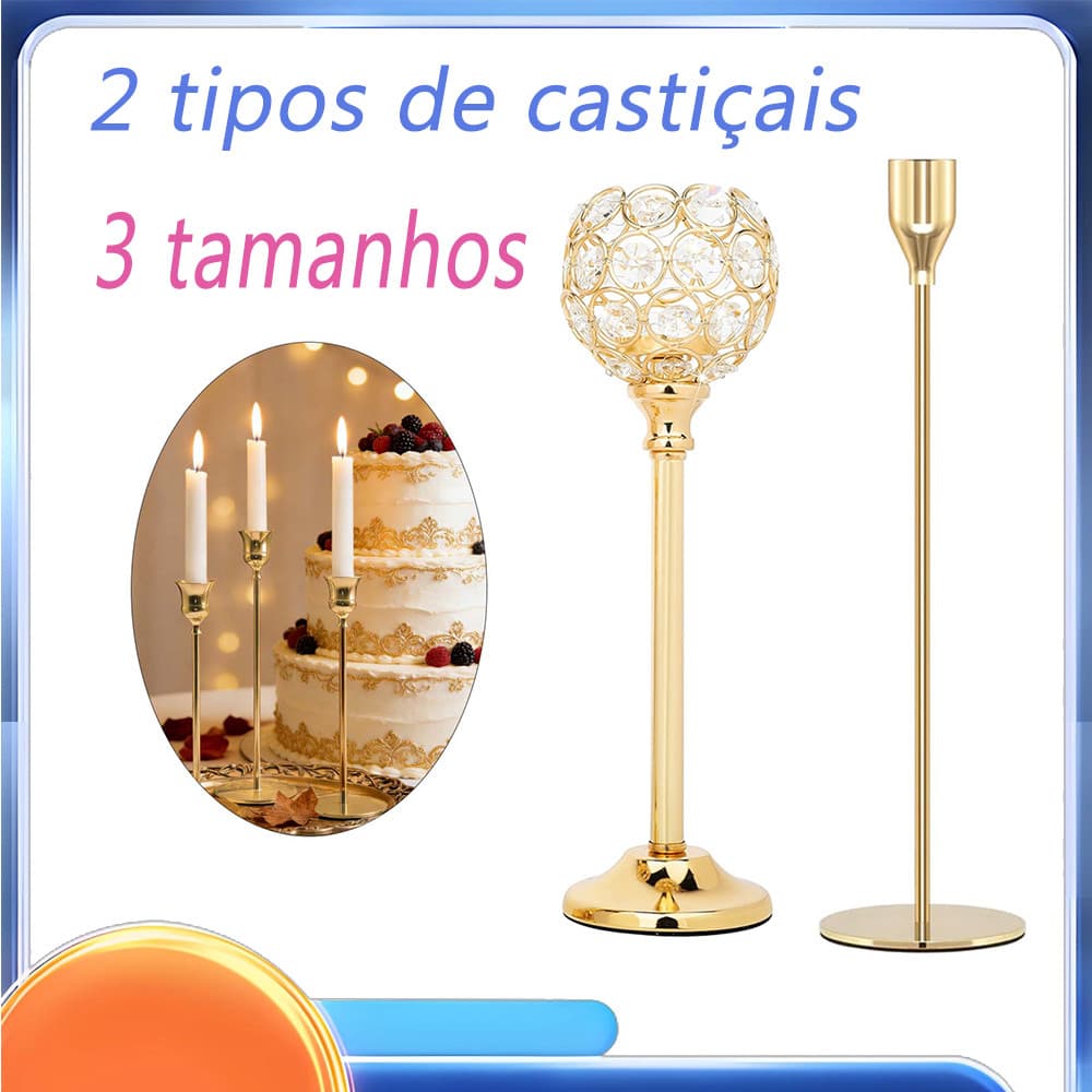 Suporte de vela de tigela de cristal ou suporte de vela de Metal conjunto para casamento, feriado, decoração de festa