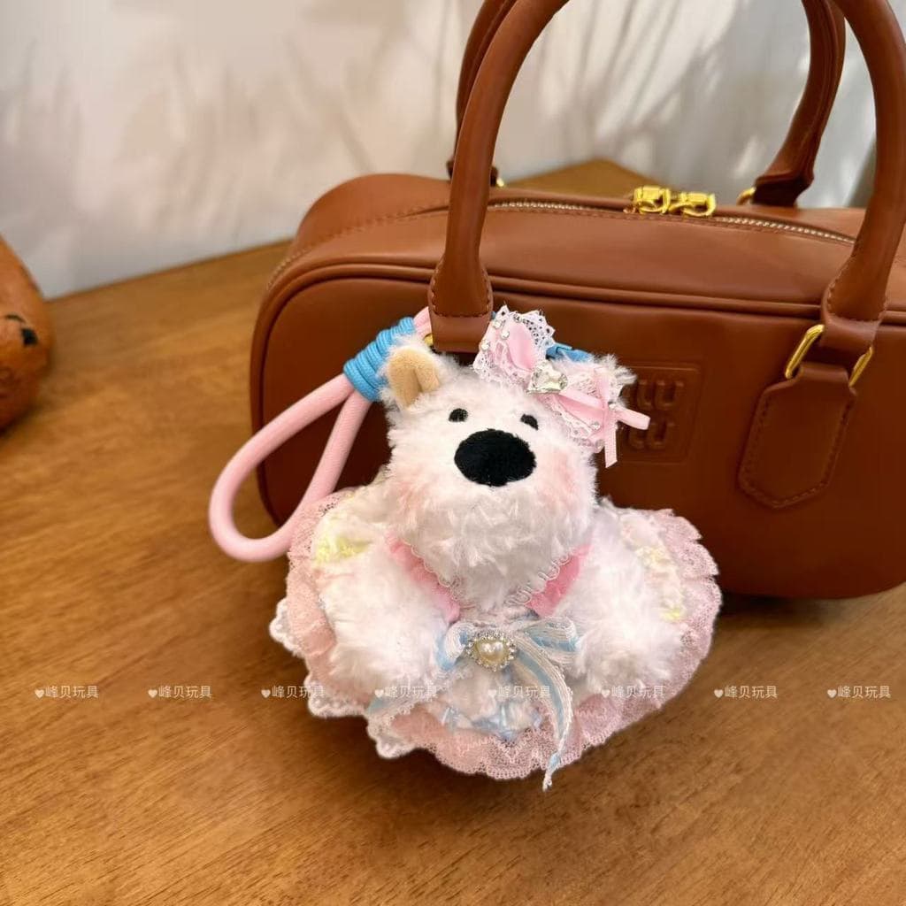 Brinquedo de pelúcia de cachorro doodle West Highland com tema natalino, boneco de cachorro sem roupa, pingente de bolsa
