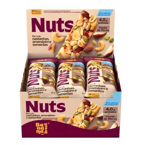 Barra Nuts Castanhas E Sementes 12un 25g Banana Brasil