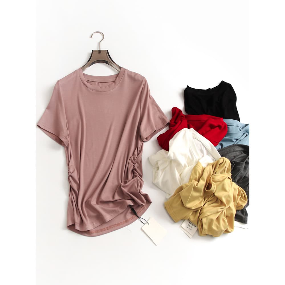 Estilo minimalista cor sólida plissado mais magro olhar fino ajuste macio ceroso confortável verão novo estilo puro dese