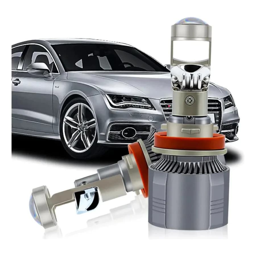 Par Farol Lâmpada Ultra Led H7 Mini Projetor Canhão Carro - Branco Frio