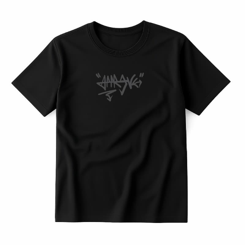 Camiseta Masculina Streetwear Estampada Preta Básica Unissex Confortável