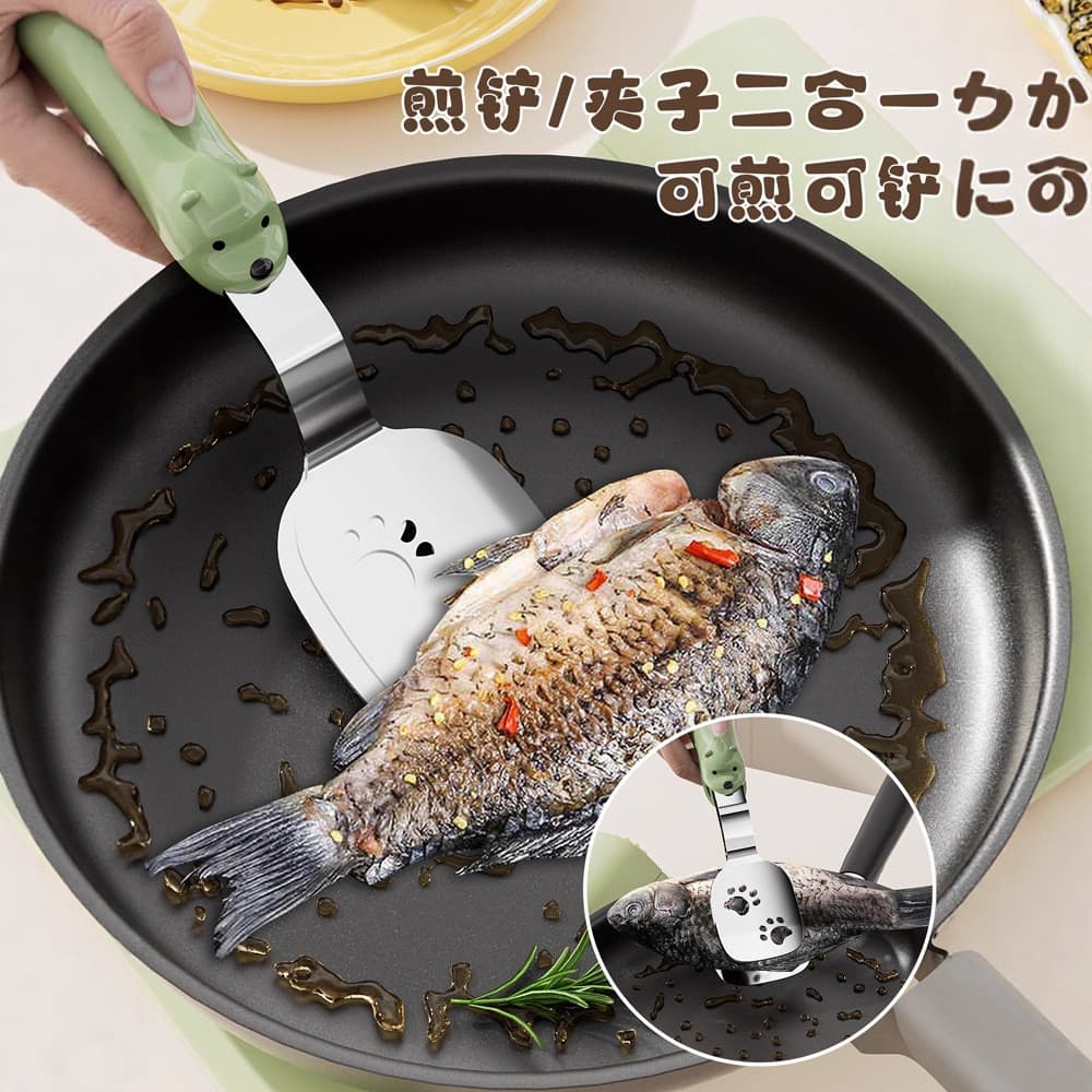 Qualidade selecionada multifuncional fritar espátula peixe frito doméstico bife espátula de aço inoxidável cozinha panqu