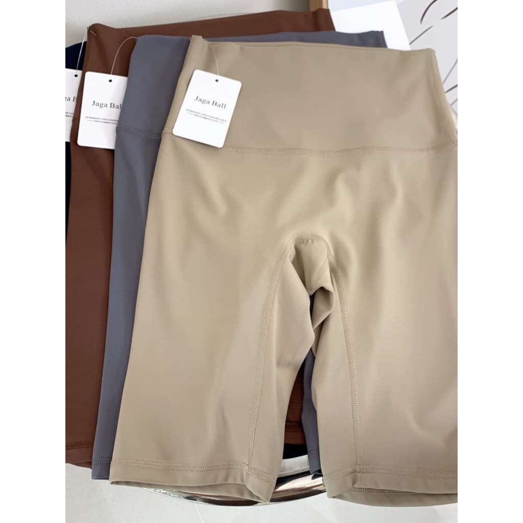 Macio ceroso confortável ~ ciclismo nu sentir cinco pontos Shorts esportivos femininos magros calças de Fitness cintura