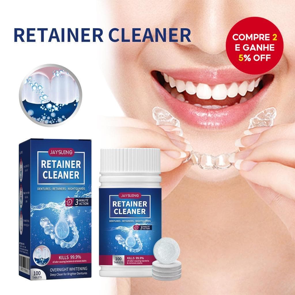 Jaysuing Limpador de Retentor Dentadura Retentores Protetores Bucais Clareador Higiene Bucal Fresca Pastilhas de