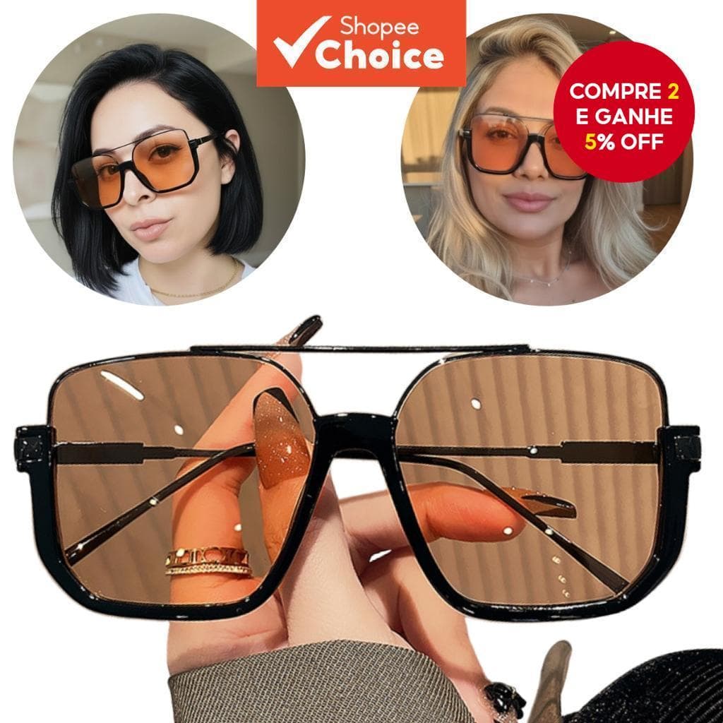 Óculos De Sol Femininos Grandes De Meia Armação Com Proteção Uv400 Retrô Design Personalizado