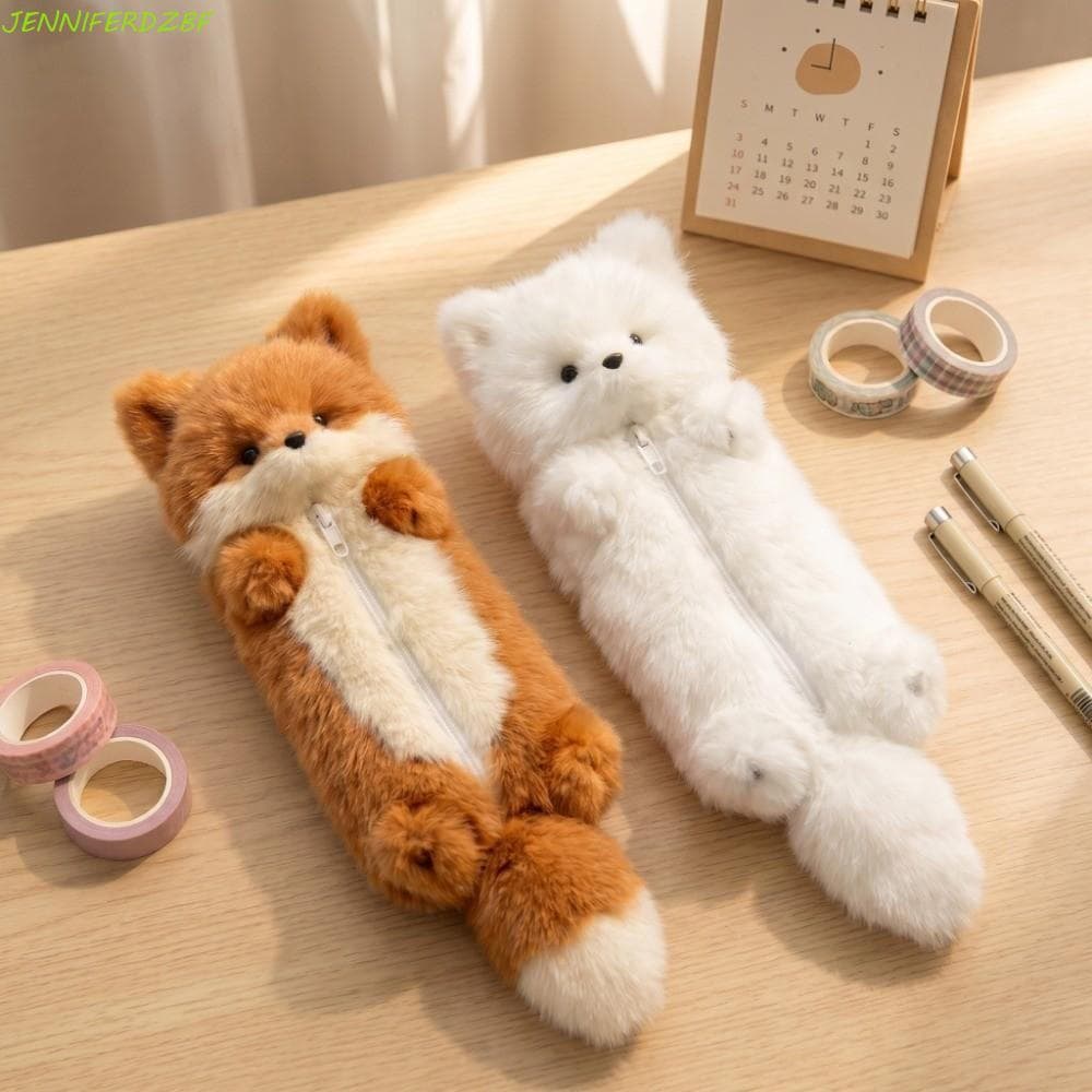 Bolsa De Lápis De Pelúcia De Desenho Animado JENNIFERDZBF , Armazenamento De Animais Macios E Fofos , Fecho Com Zíper