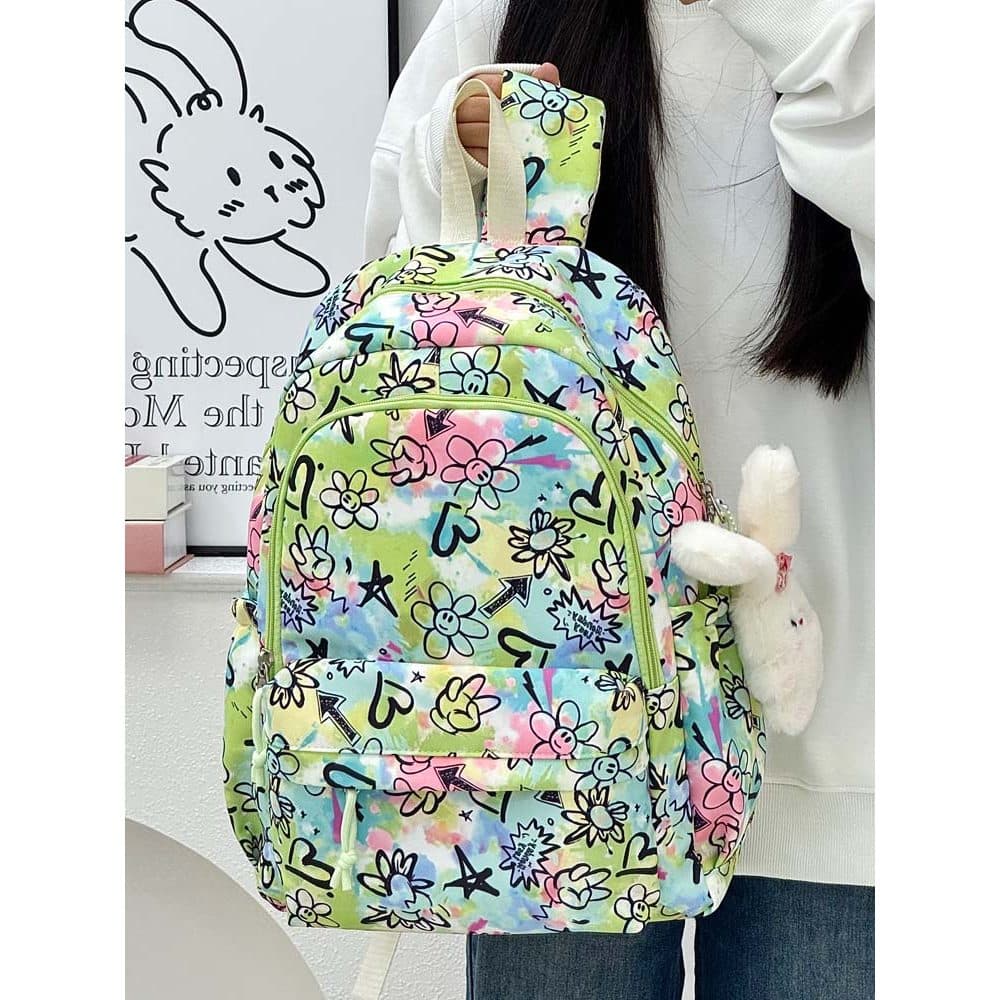 Nicho Design Graffiti impresso mochila feminina de grande capacidade estudantes do ensino médio Tie-Dye escola