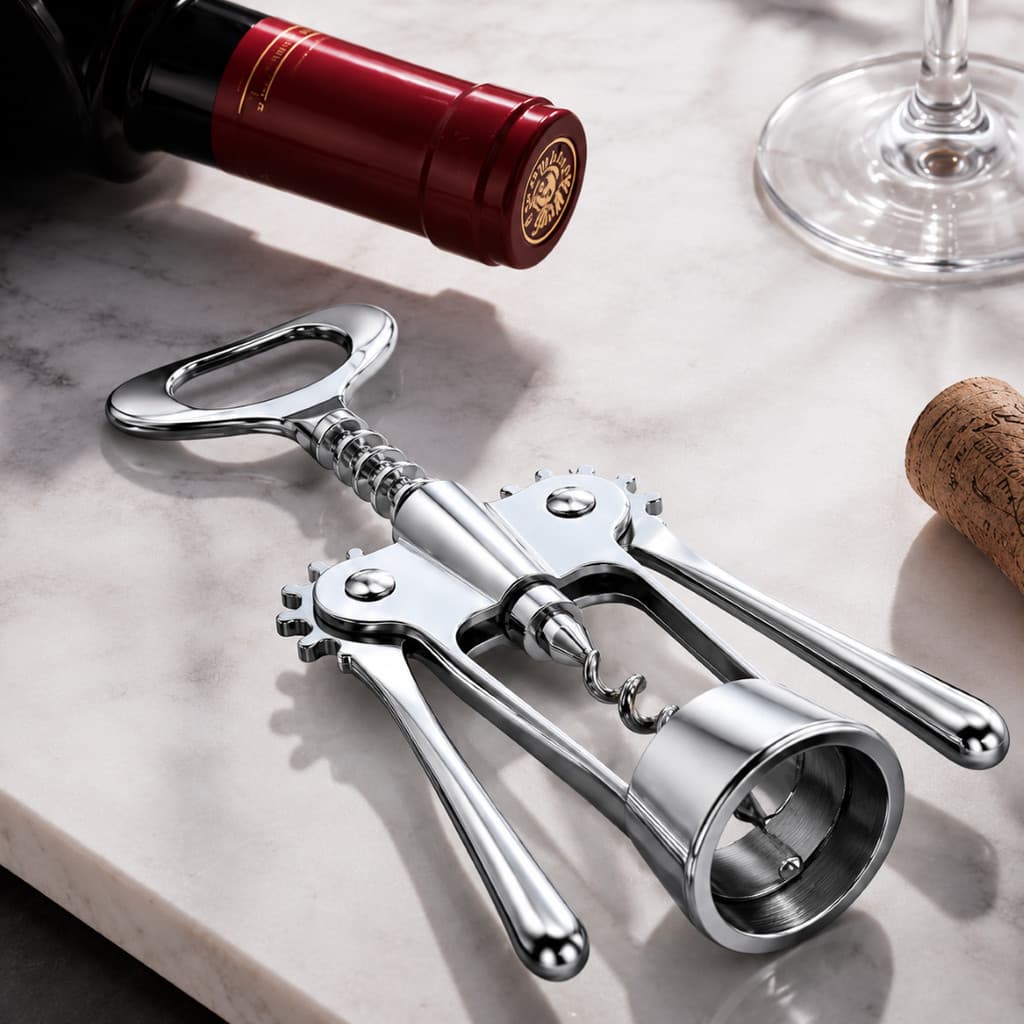 Abridor de Garrafas de Vinho com Alavancas, Saca-Rolhas Profissional em Liga de Zinco, Fácil e Durável