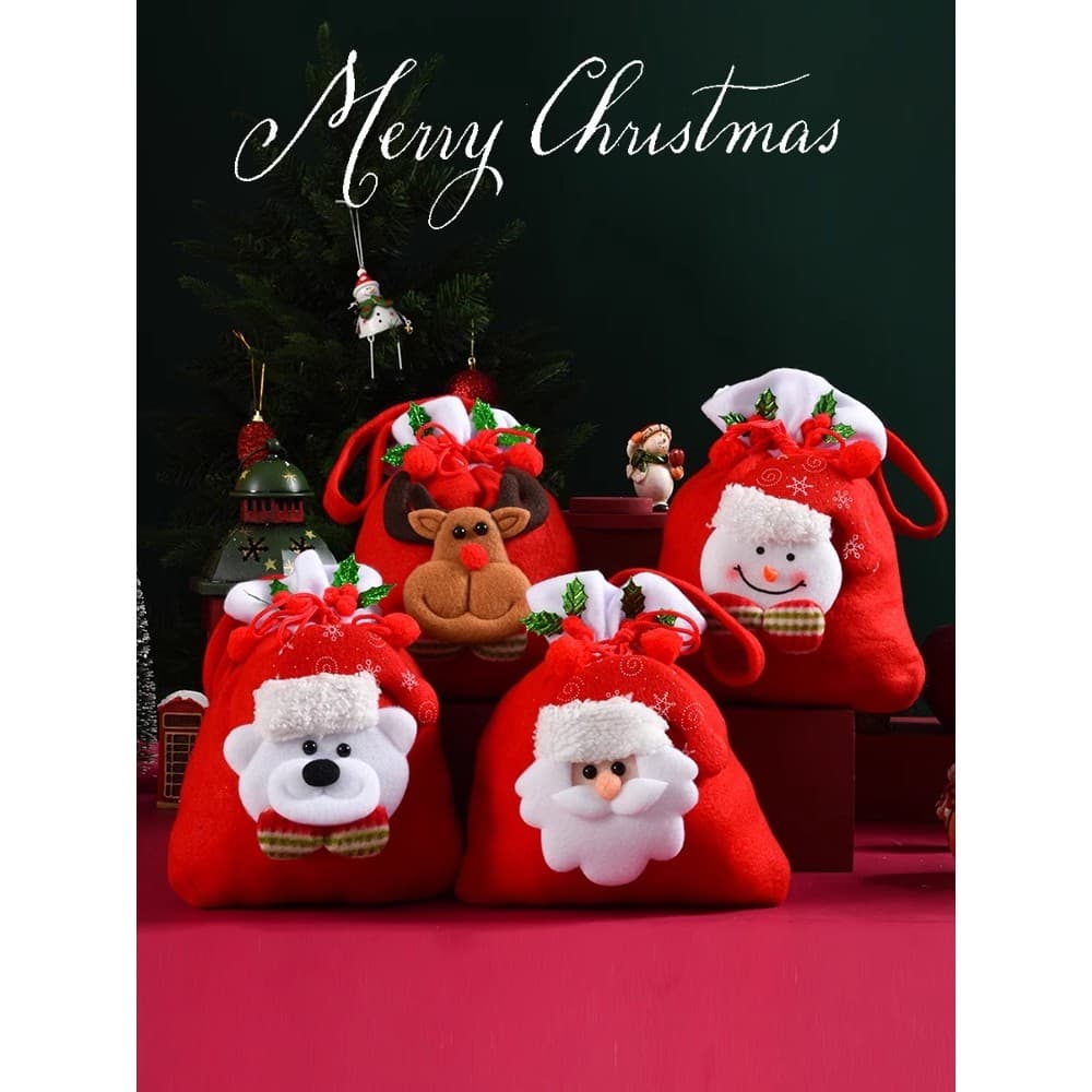 Decorações de natal sacos de presente de natal sacos de maçã sacos de presente de fechamento das crianças sacos de fruta
