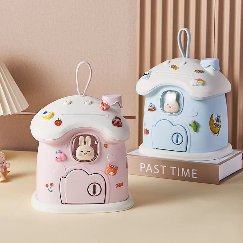 Casa de cogumelo dos desenhos animados dos desenhos animados brinquedos infantis meninas cofrinho não pode entrar apenas