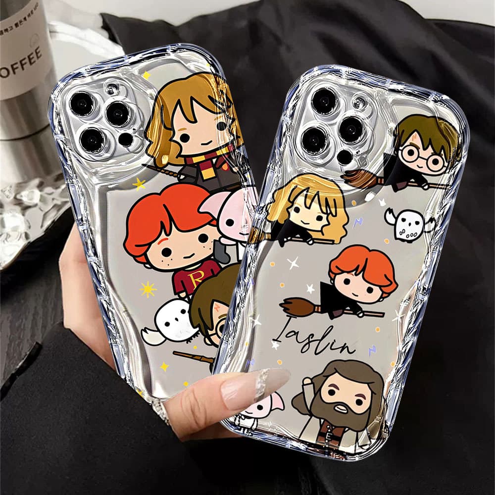 Capa De Telefone Ondulada Transparente , À Prova De Choque Chibi Harry Potter Para Samsung A56 A36 A55 A54 A16 A15 A14 A