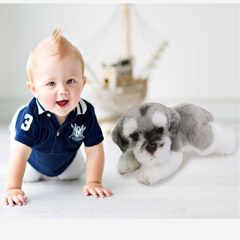 Simulação transfronteiriça Schnauzer Dog Schnauzer Dog Boneca de brinquedo de pelúcia acompanhando presente para criança