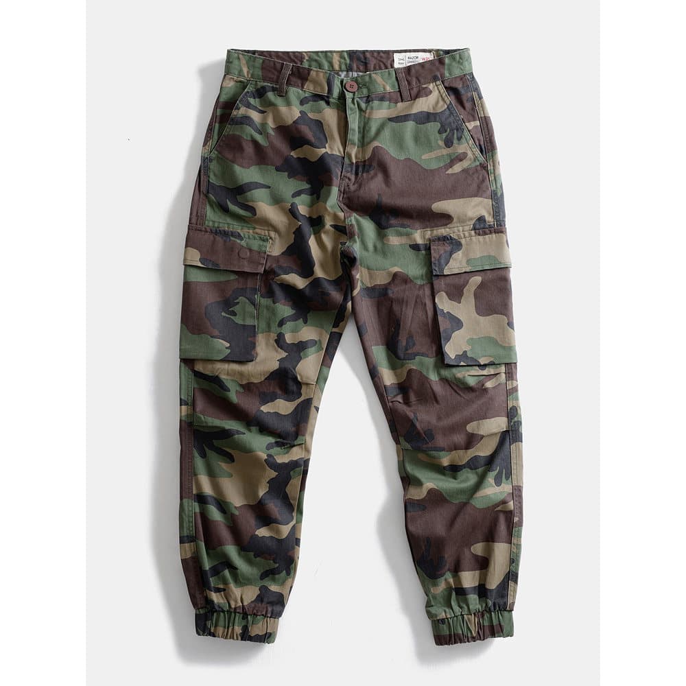 Ami cáqui americano Retro engrossado ao ar livre calças camufladas masculinas Leggings calças Multi-bolso macacão calças