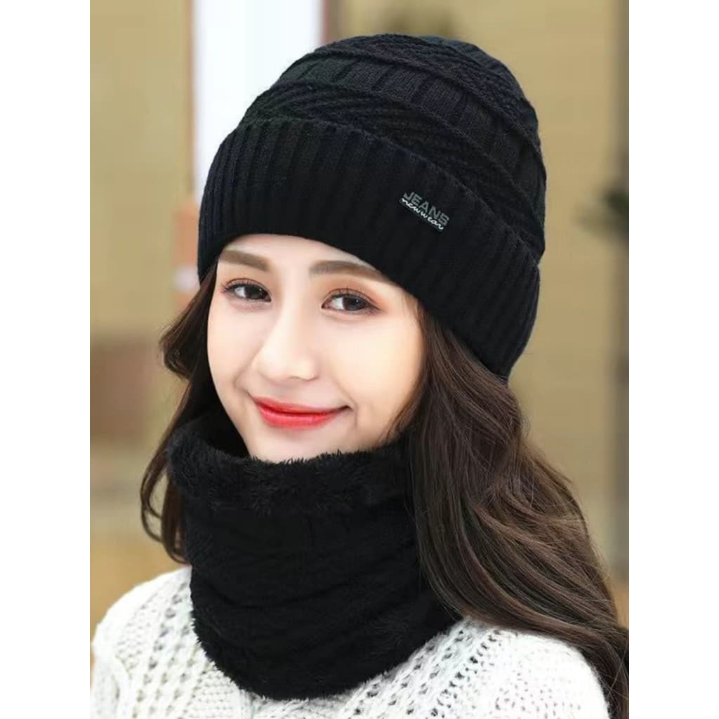 Chapéu feminino inverno na moda quente outono inverno feminino All-Match chapéu de lã velo chapéu de malha versão corean