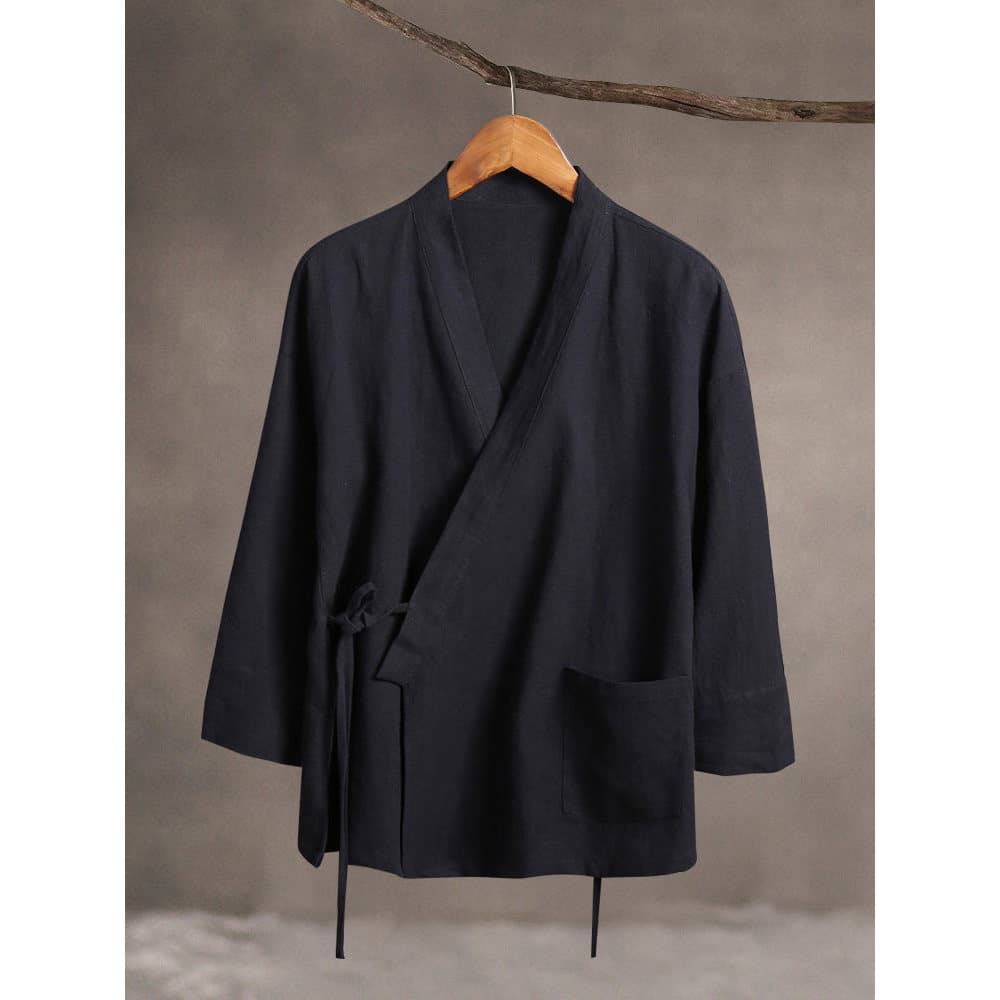 Estilo chinês Ramie Hanfu roupas masculinas estilo chinês melhorado Tang terno juventude nacional na moda Diagonal algod