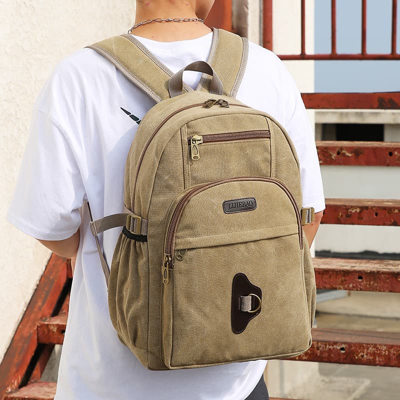 Ru mochila de lona esportes ao ar livre mochila dos homens saco de viagem estudante saco de escola feminino durável saco