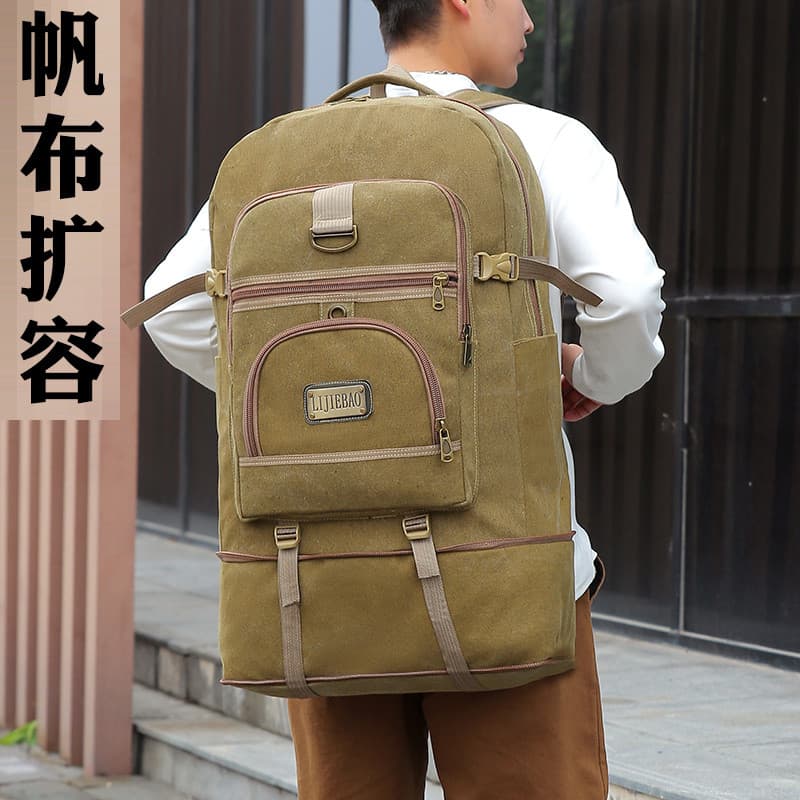 Mochila grande expandida, bolsa de lona esportiva masculina, bolsa de montanhismo, embalagem de viagem, bolsa de bagagem
