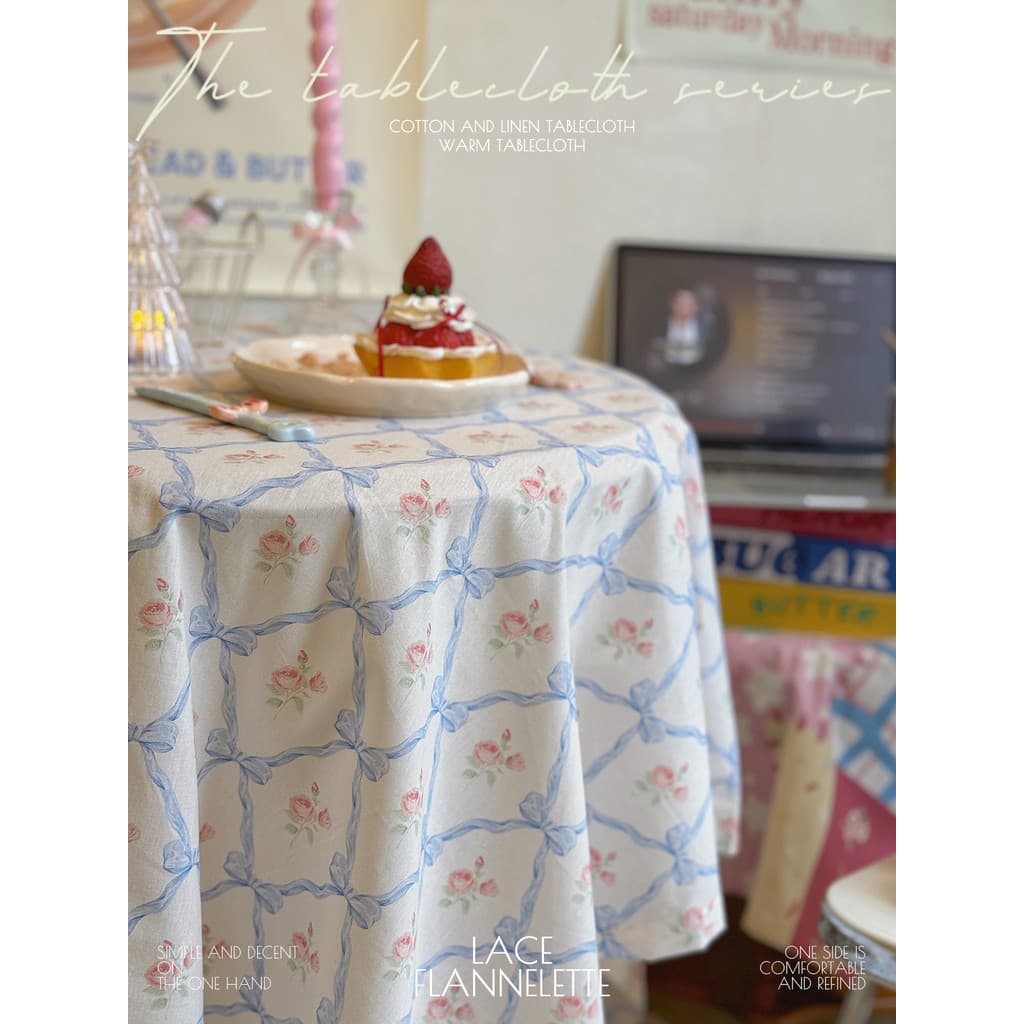 Francês Retro pequeno Floral toalha de mesa coreano menina luz azul arco capa pano sobremesa toalha de mesa ins estilo d