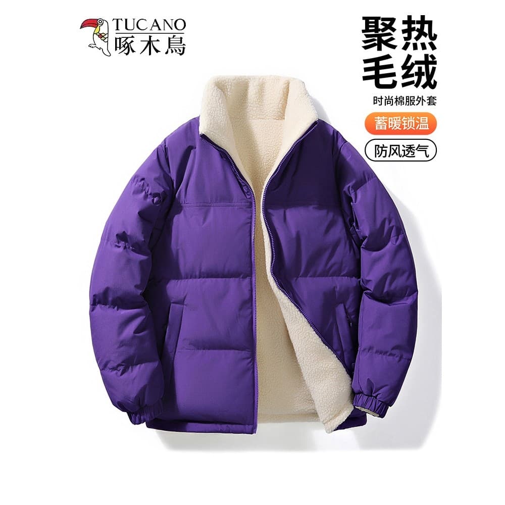 Woodpecker dupla face algodão acolchoado casaco de algodão feminino 2025 novo estilo outono inverno engrossado quente à