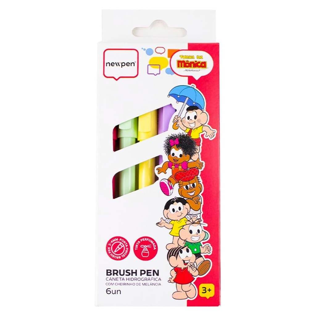 Caneta Brush Pen Turma da Mônica Perfumada 6 cores - Newpen