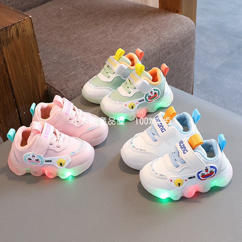 Inverno novo estilo bebê Light-Up sapatos 0-2 anos de idade 5 crianças sola macia da criança sapatos de lã fina das mulh