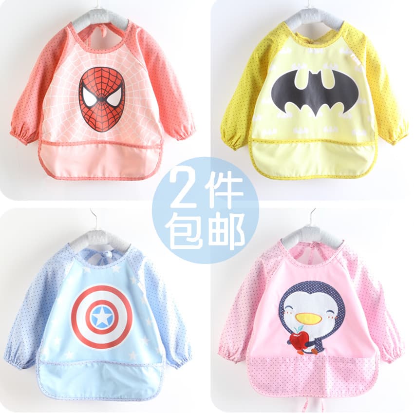 Macacão de bebê dos desenhos animados roupas de proteção das crianças bebê comer roupas à prova dwaterproof água Anti-su