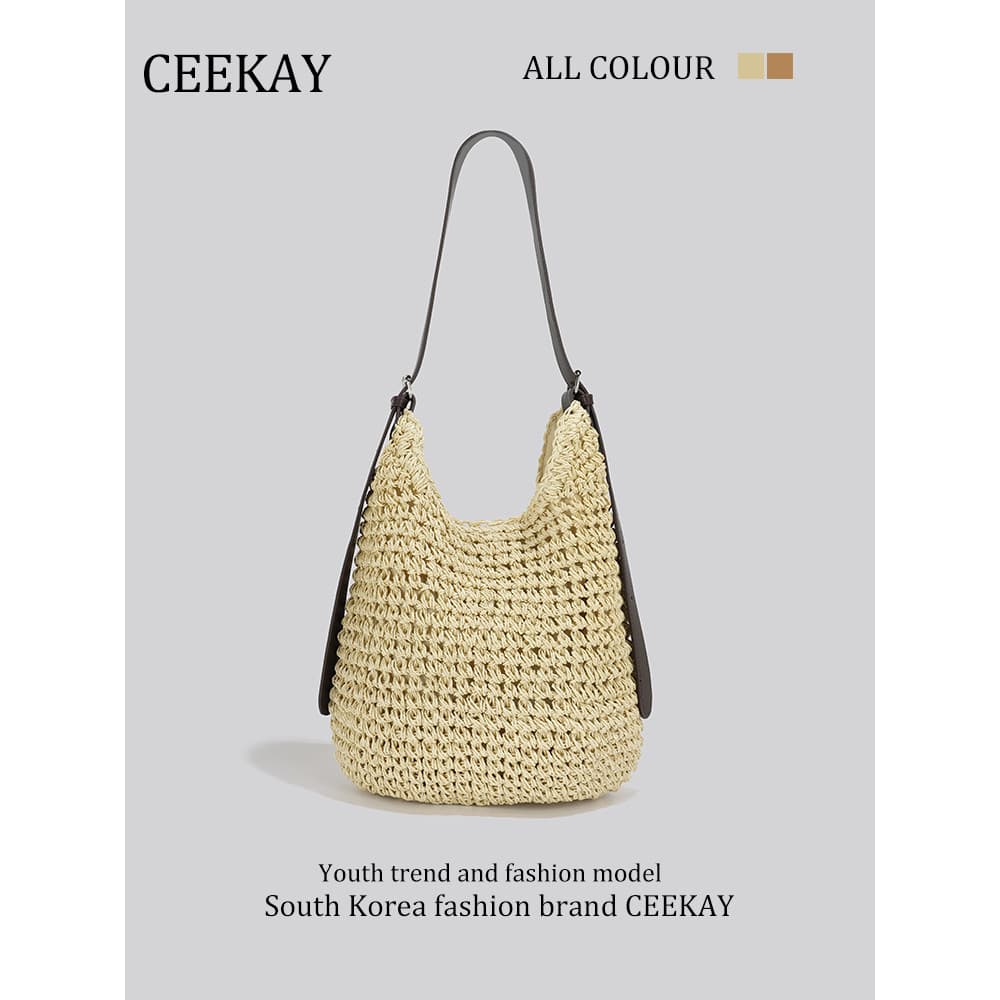 CEEEKAY Original à beira-mar férias praia saco High-End feminino preguiçoso saco de palha axilas tecido sacola