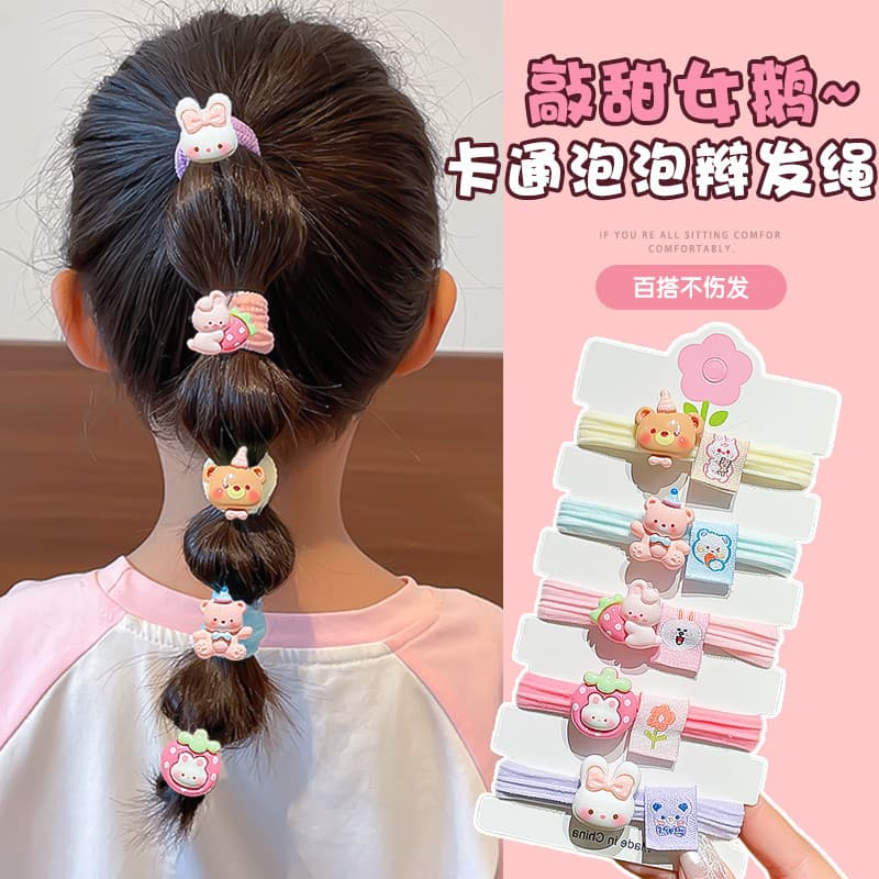 Meninas dos desenhos animados laço de cabelo cocar bonito pequeno Animal elástico crianças All-Match não machuca o cabel
