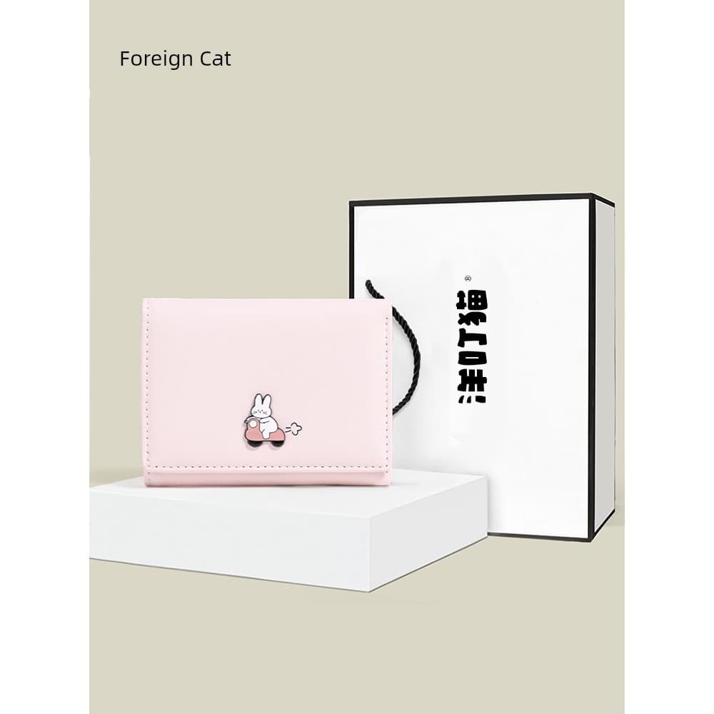carteira feminina carteira femenina Dingmao bonito doce coelho curto moeda bolsa feminina novo estilo leve pequeno Multi