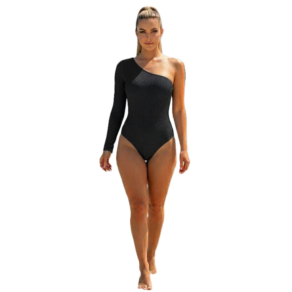 Body Feminino Manga Longa Ribana Canelada Decote Quadrado – Modelador Justo Elegante Moda Feminina
