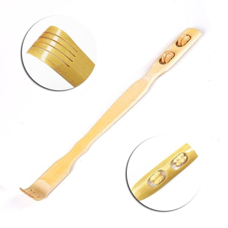 Kit com Até 2 Coçador Massageador Mãozinha Para Costas Manual De Bambu