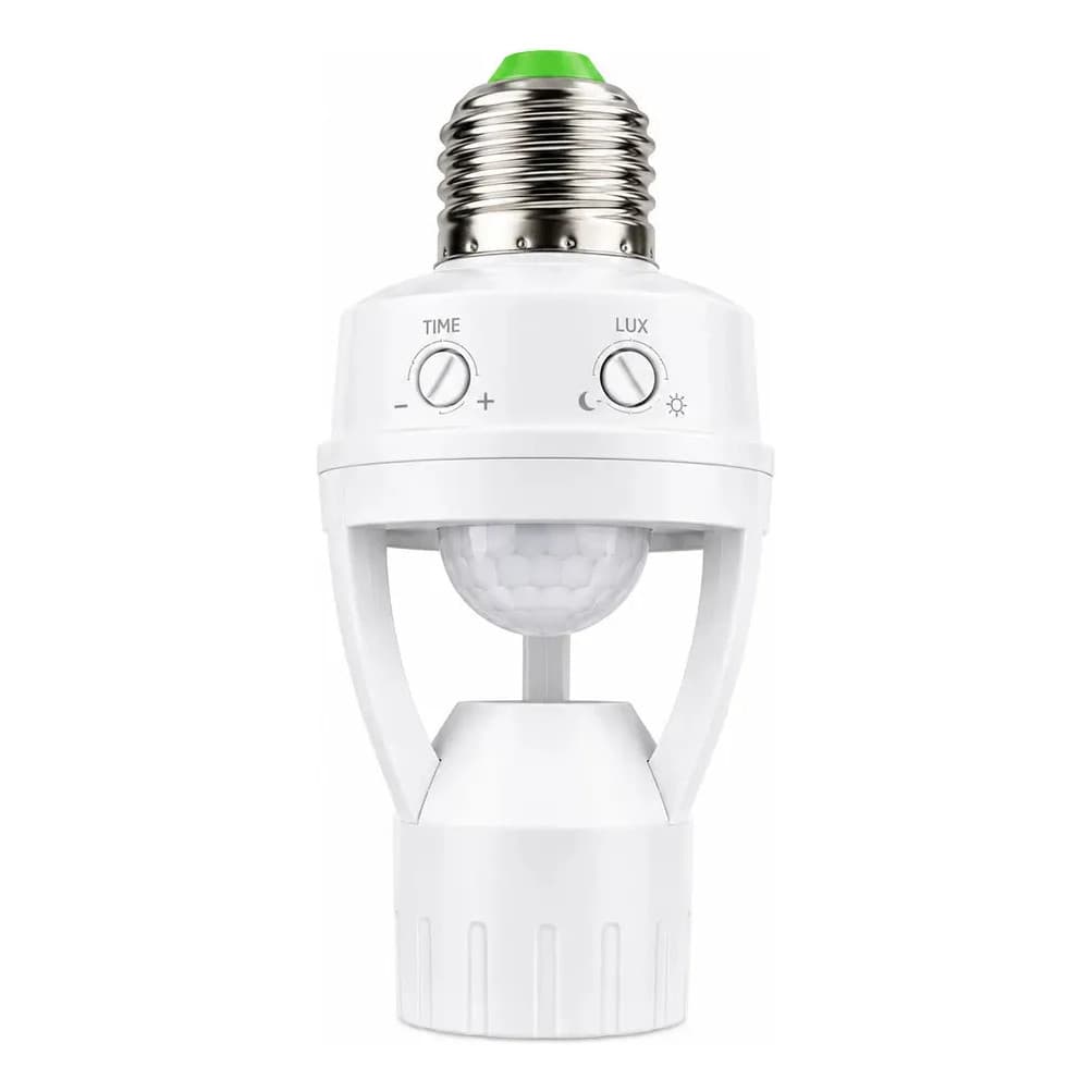 Sensor De Presença Movimento E27 360° Até 6 Metros Luz Acend Branco