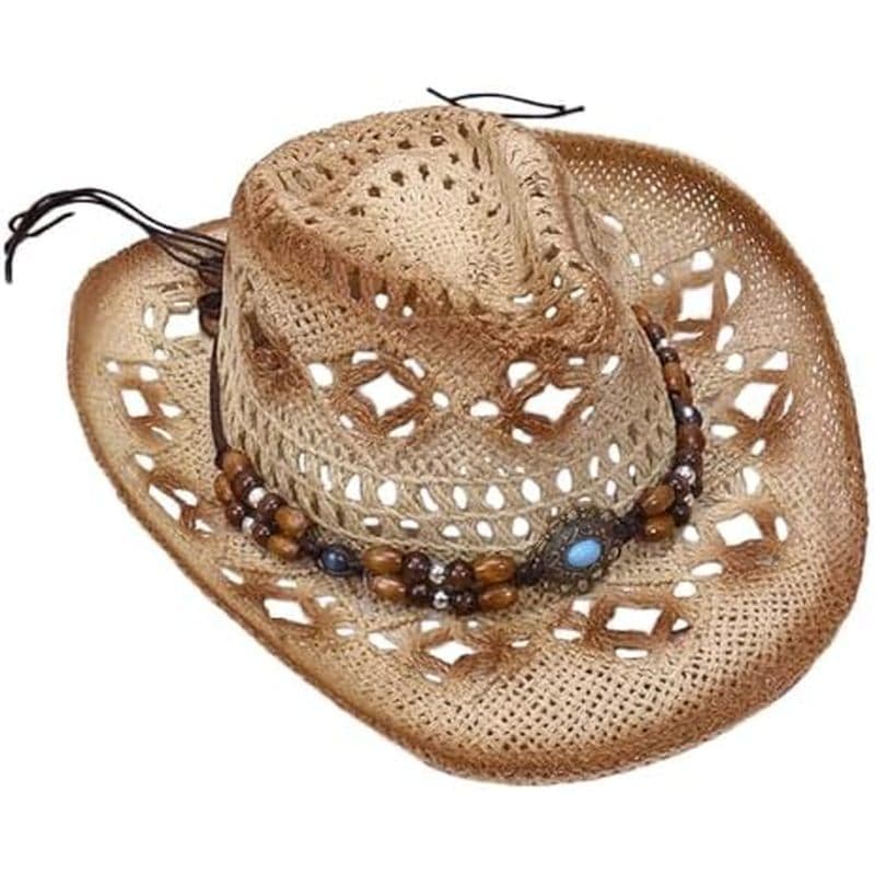 Chapéu De Palha De Cowboy Ocidental Uonlytech Sol De Aba Larga Para Homens E Mulheres Boné De Praia Vintage Ao Ar Livre