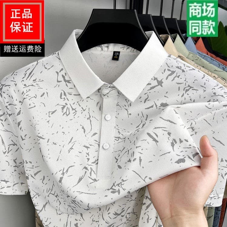 Genuíno novo estilo verão de manga curta camiseta masculina mercerizado algodão POLO camisa impressa Casual respirável m