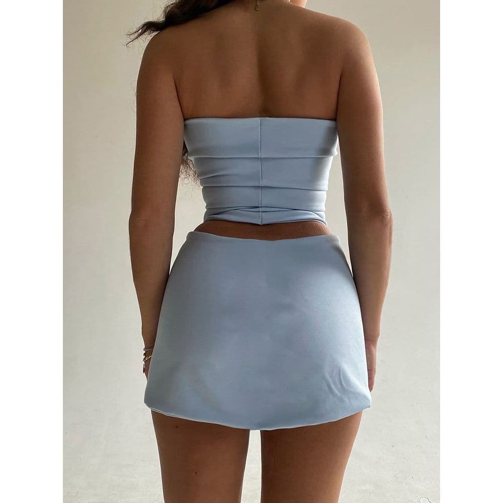 Sutiã Fino De Cor Sólida Saia Curta Nádega slim Top Tubo