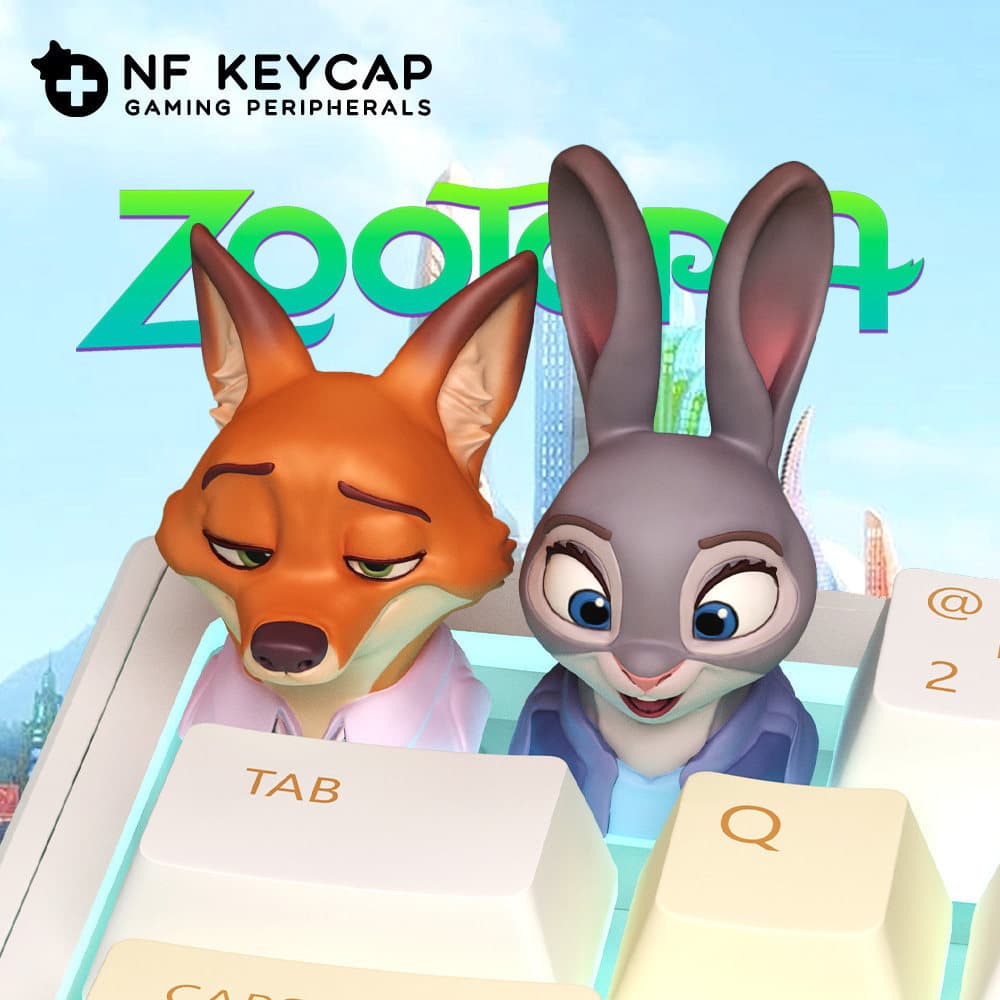 Crazy Zoo Merchandise Keycap Nick e Judy Keycap Coelho Policial Ornamentos Personalização Exclusiva Keycap
