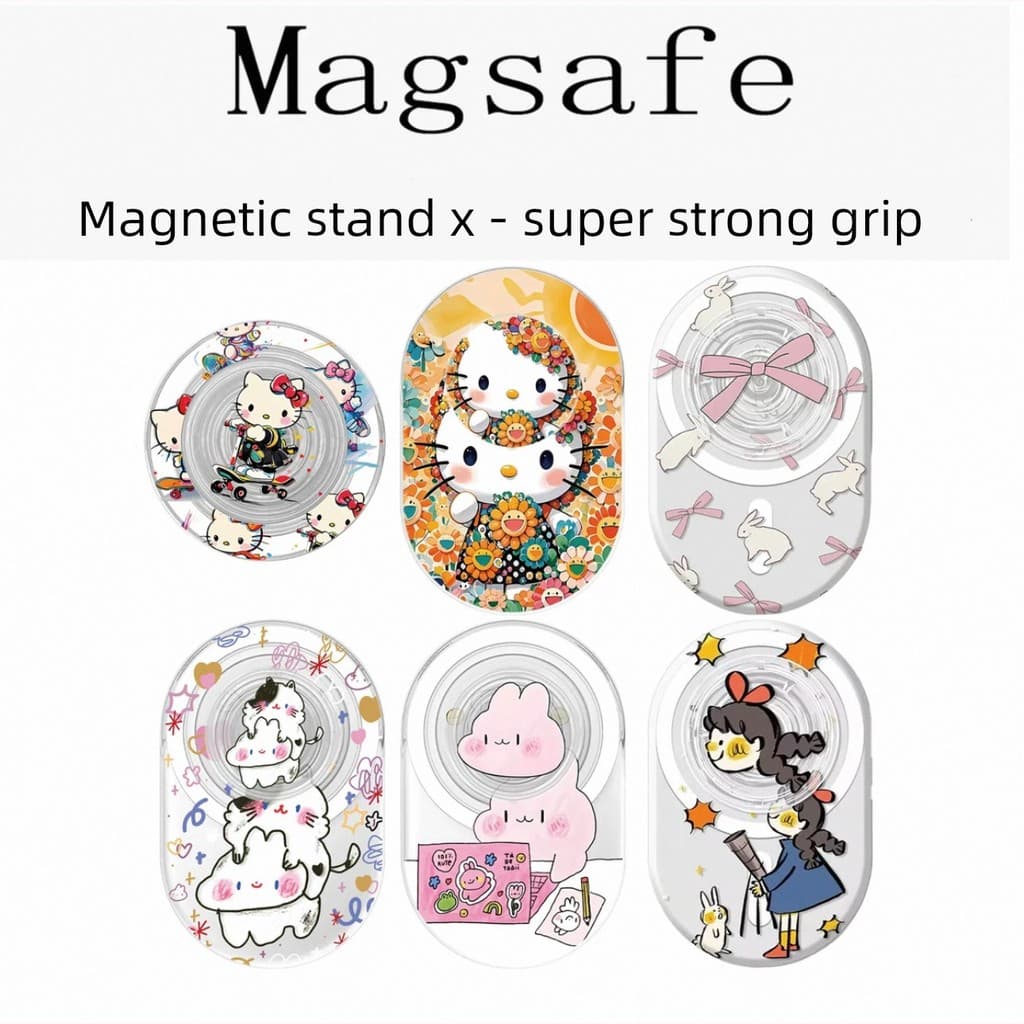 Magsafe forte palmas magnéticas Overtime coelho rosa suporte magnético do telefone Airbag dobrável retrátil bonito Scoot