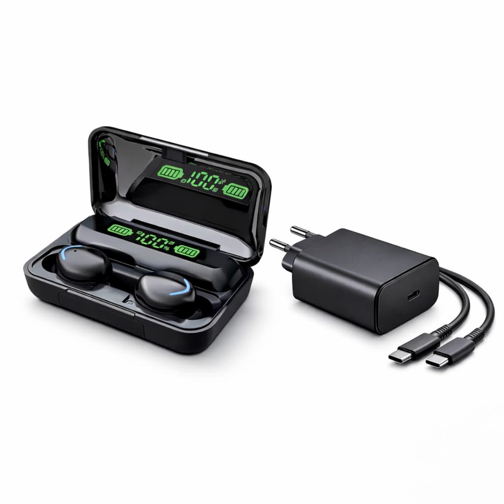 Kit Carregador 45W Turbo USB-C + Fone Bluetooth Sem Fio Para vivo iQOO Z11 Turbo Blance