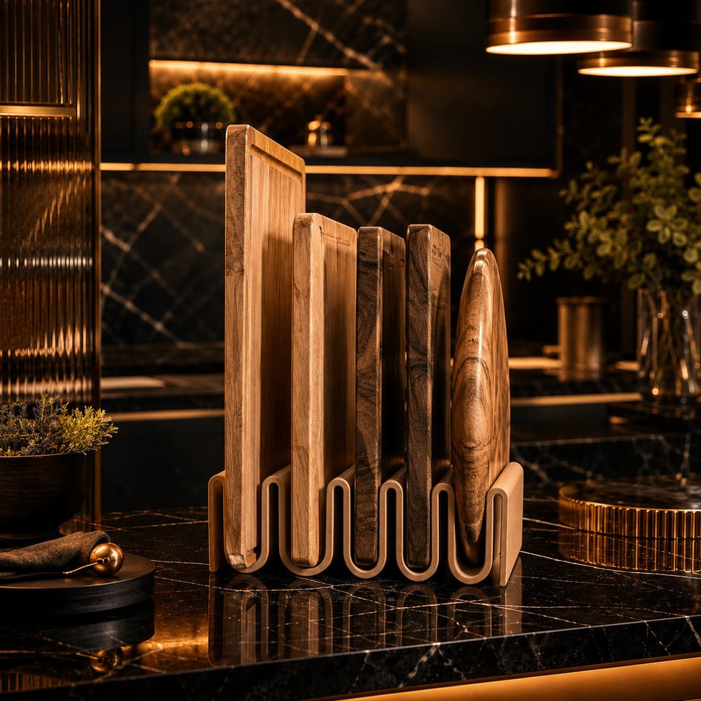 Suporte Organizador Para Tábuas Premium Porta Tábuas Cozinha Gourmet Bancada Moderna Decorativo