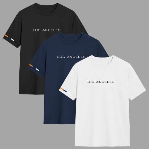 Kit 3 Camisa 100% Algodão Camisetas Com estampa do Los Angeles Masculina Fio 30.1