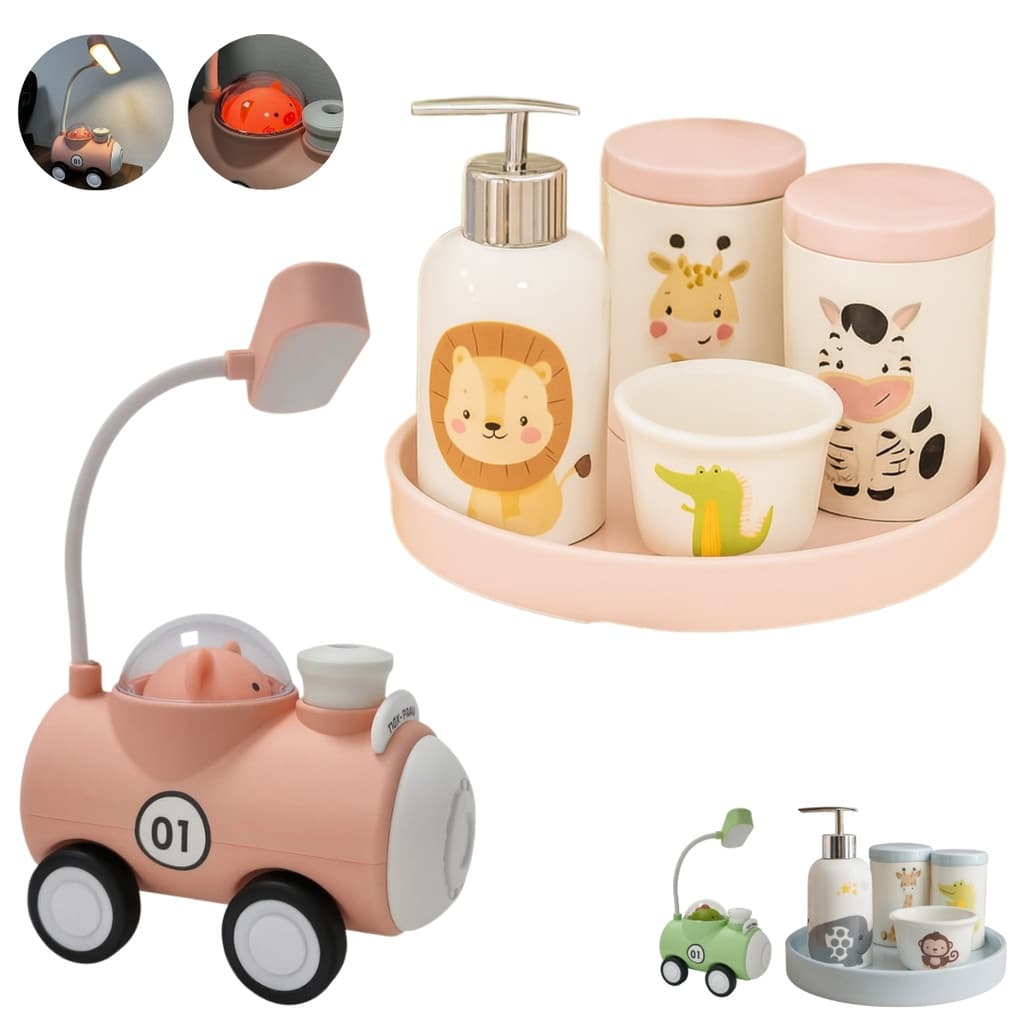 Conjunto Porcelana Higiene Bebe Com Luminaria Banheiro